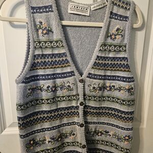 Vintage Hand Embroidered Knit Vest